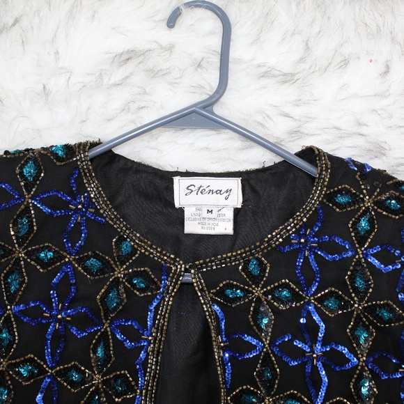 SOLD VTG Stenay Silk Sequin Beaded Evening Jacket - Picture 8 of 8